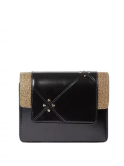 BORBONESE CARRE Borsa In Pelle A Tracolla Con Patta -borsa alla moda negozio borbonese carre borsa in pelle a tracolla con patta nero op naturale 8053363488680 3