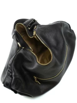 BORBONESE CLOUDETTE Hobo Bag Grande In Pelle -borsa alla moda negozio borbonese cloudette hobo bag grande in pelle nero 8053363477615 2
