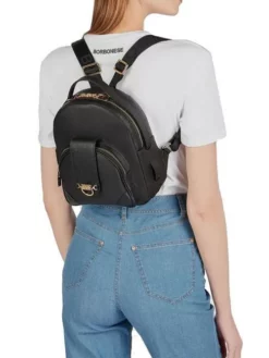 BORBONESE SAVOY DUETTO CAVIAR Zaino Piccola In Pelle