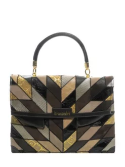 BRACCIALINI NAOMI PATCH Borsa A Mano In Pelle -borsa alla moda negozio braccialini naomi patch borsa a mano in pelle marrone 8052991142421 2