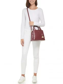 DKNY PAIGE Borsa A Mano In Pelle Stampa Cocco -borsa alla moda negozio dkny paige borsa a mano in pelle stampa cocco garnet 755405878081 4