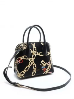 FURLA CODE MINI Borsa Dome Mini In Pelle Stampa Arco E Catena -borsa alla moda negozio furla code mini borsa dome mini in pelle stampa arco e catena toni nero 8050560605896 3