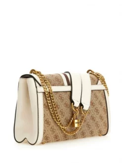 GUESS KATEY Borsa A Spalla Con Flap -borsa alla moda negozio guess katey borsa a spalla con flap latte logo stone 190231672326 4