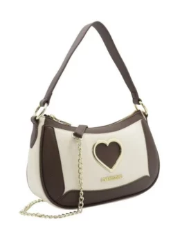LOVE MOSCHINO Borsa A Spalla Con Tracollina Catena -borsa alla moda negozio love moschino borsa a spalla con tracollina catena marrone e beige 8051042284820 3