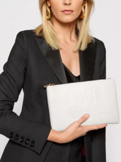 LOVE MOSCHINO CLUTCH CHAIN Borsetta A Tracolla -borsa alla moda negozio love moschino clutch chain borsetta a tracolla avorio 8054400224780 4