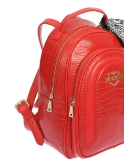 LOVE MOSCHINO CROCO PRINT Zaino Con Foulard -borsa alla moda negozio love moschino croco print zaino con foulard rosso 8054400639430 3