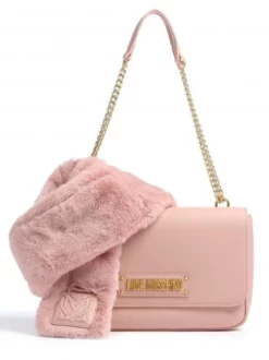 LOVE MOSCHINO FUR SCARF Borsa A Spalla Con Scaldacollo -borsa alla moda negozio love moschino fur scarf borsa a spalla con scaldacollo rosa 8051042675598 3
