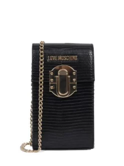 LOVE MOSCHINO LIZARD Portafoglio / Pochette Con Tracolla -borsa alla moda negozio love moschino lizard portafoglio pochette con tracolla nero 8059022754592 2