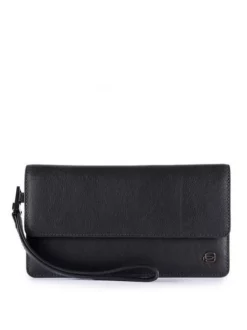 PIQUADRO BLACK SQUARE Pochette Con Polsierina, In Pelle