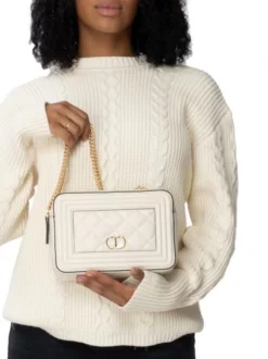 TWINSET QUILTED FRAME Borsa Tessuto Matelassé -borsa alla moda negozio twinset quilted frame borsa tessuto matelasse neve 8052860390212 2